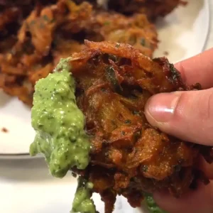 Onion Bhajis with Chutney Sauce