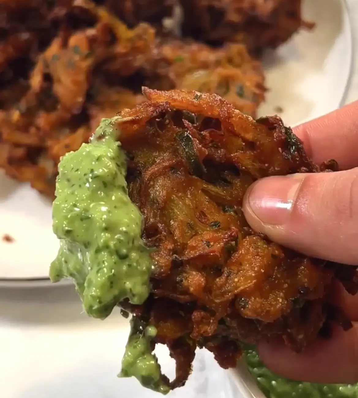 Onion Bhajis with Chutney Sauce