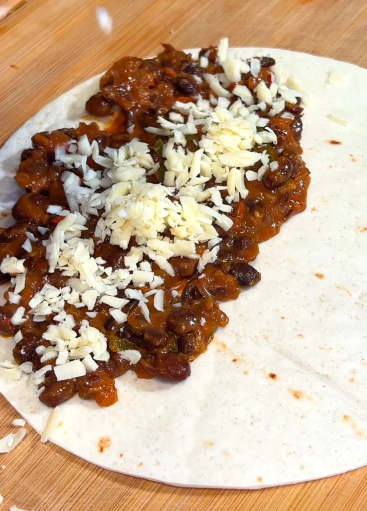 Crispy black bean tacos vegan prep filling