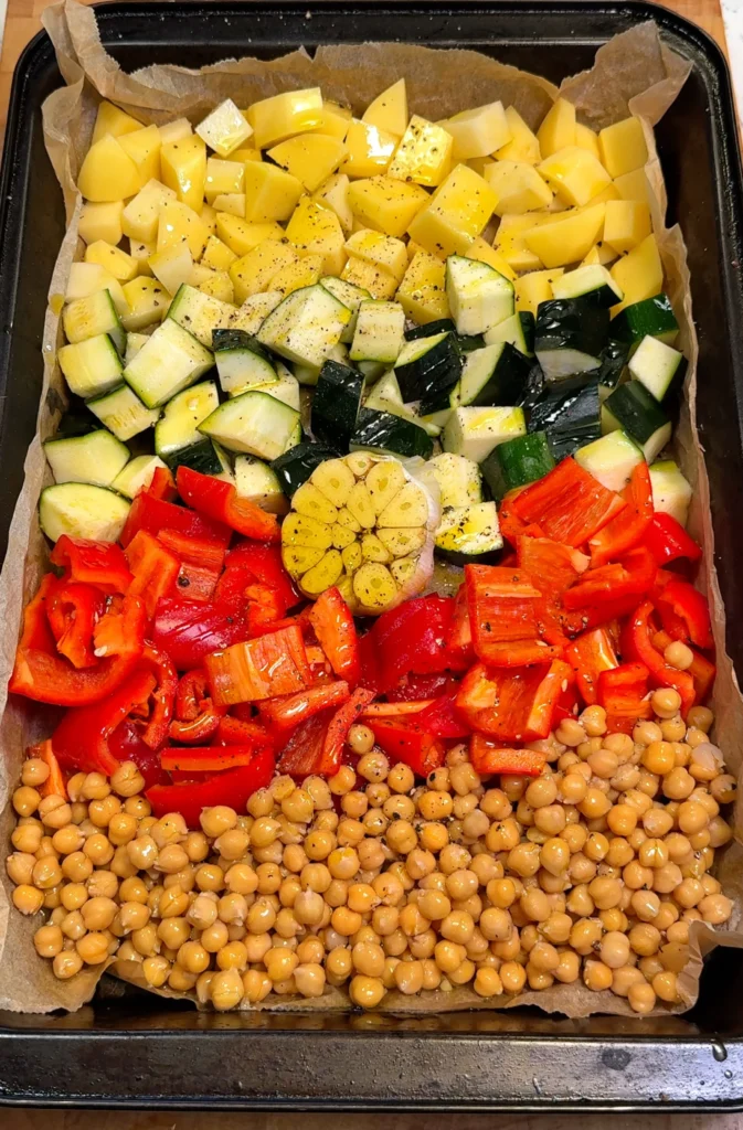 Roasted veggies creamy preparing vegetables