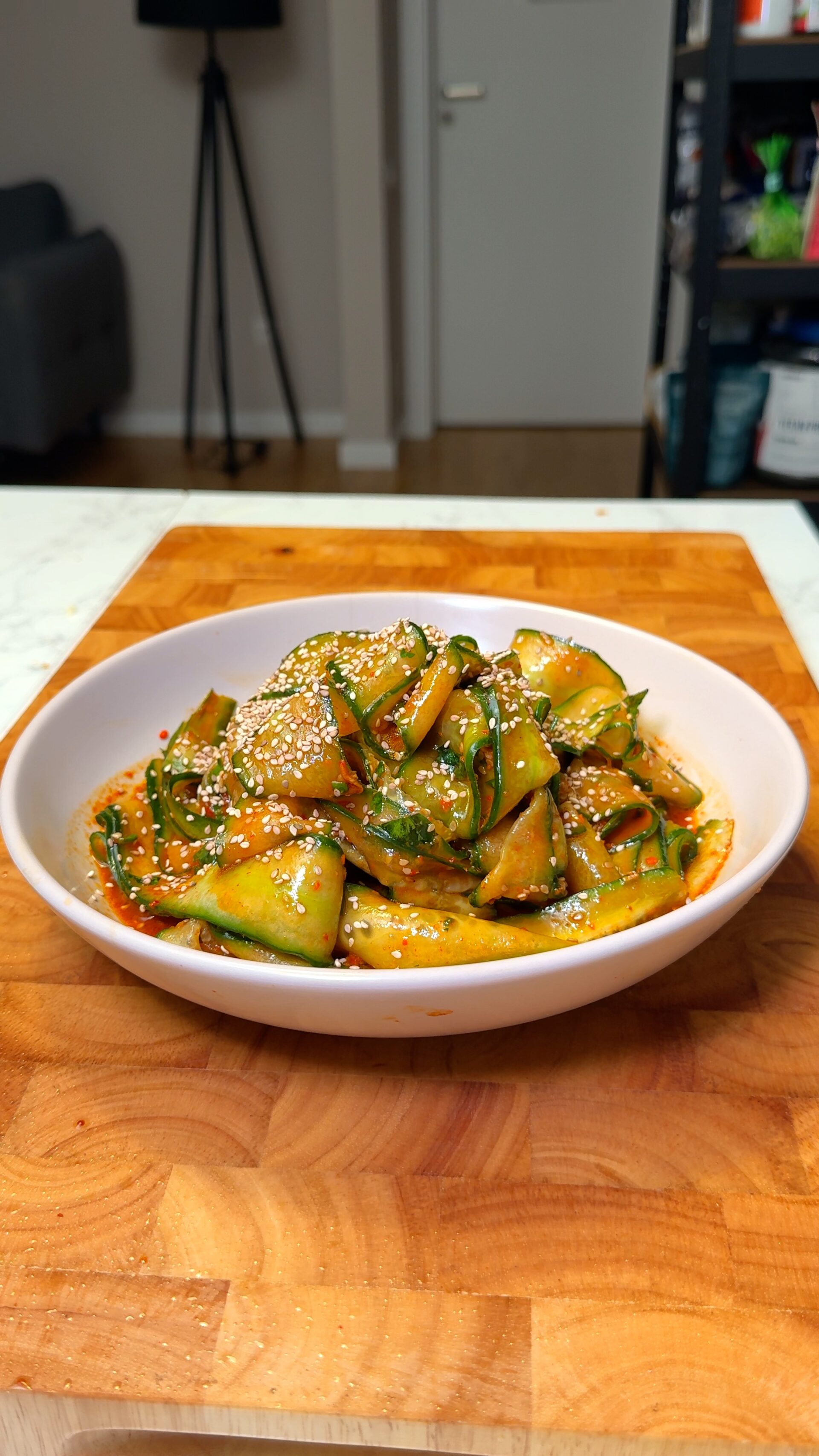 cucumber salad in a bowl