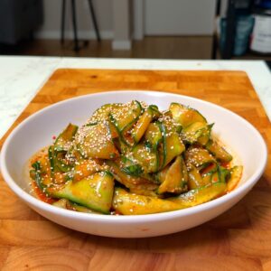 cucumber salad in a bowl