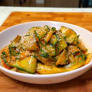 cucumber salad in a bowl