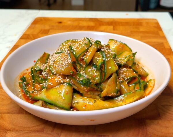 cucumber salad in a bowl