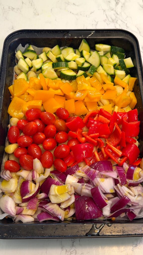 vegetables on a sheet pan