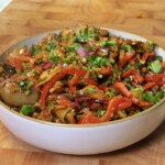 Crispy potato salad in a bowl