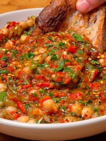 roasted eggplant and chickpea salad