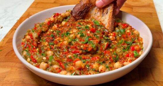 roasted eggplant and chickpea salad