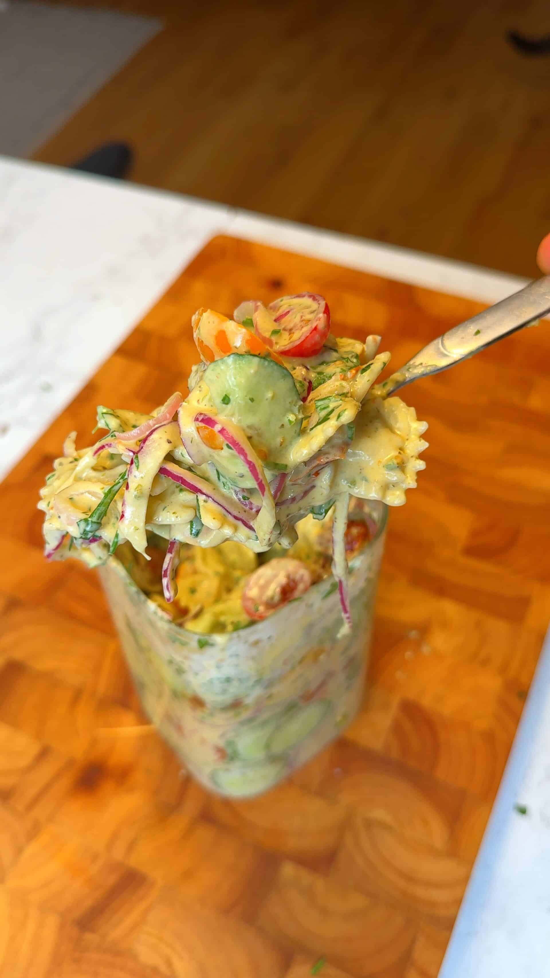 shake the jar to dress everything, then dig in straight from the jar or pour into a bowl.