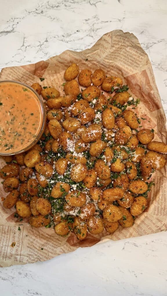 Crispy Air Fryer Gnocchi with Spicy Mayo Dip