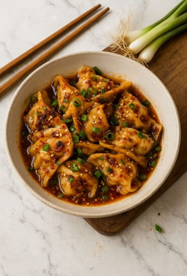 Crispy Dumplings with Spicy Garlic Chili Oil