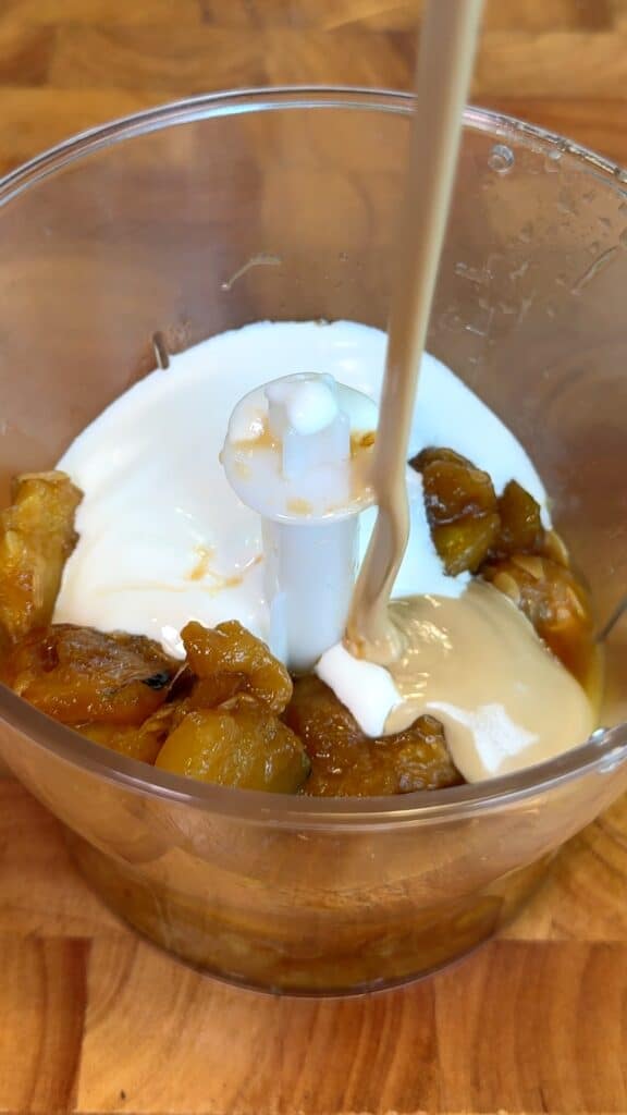 Make the dip
 Sauté the zucchini centers in olive oil with a pinch of salt, then blend with lemon juice, yogurt, tahini, and seasonings until creamy.