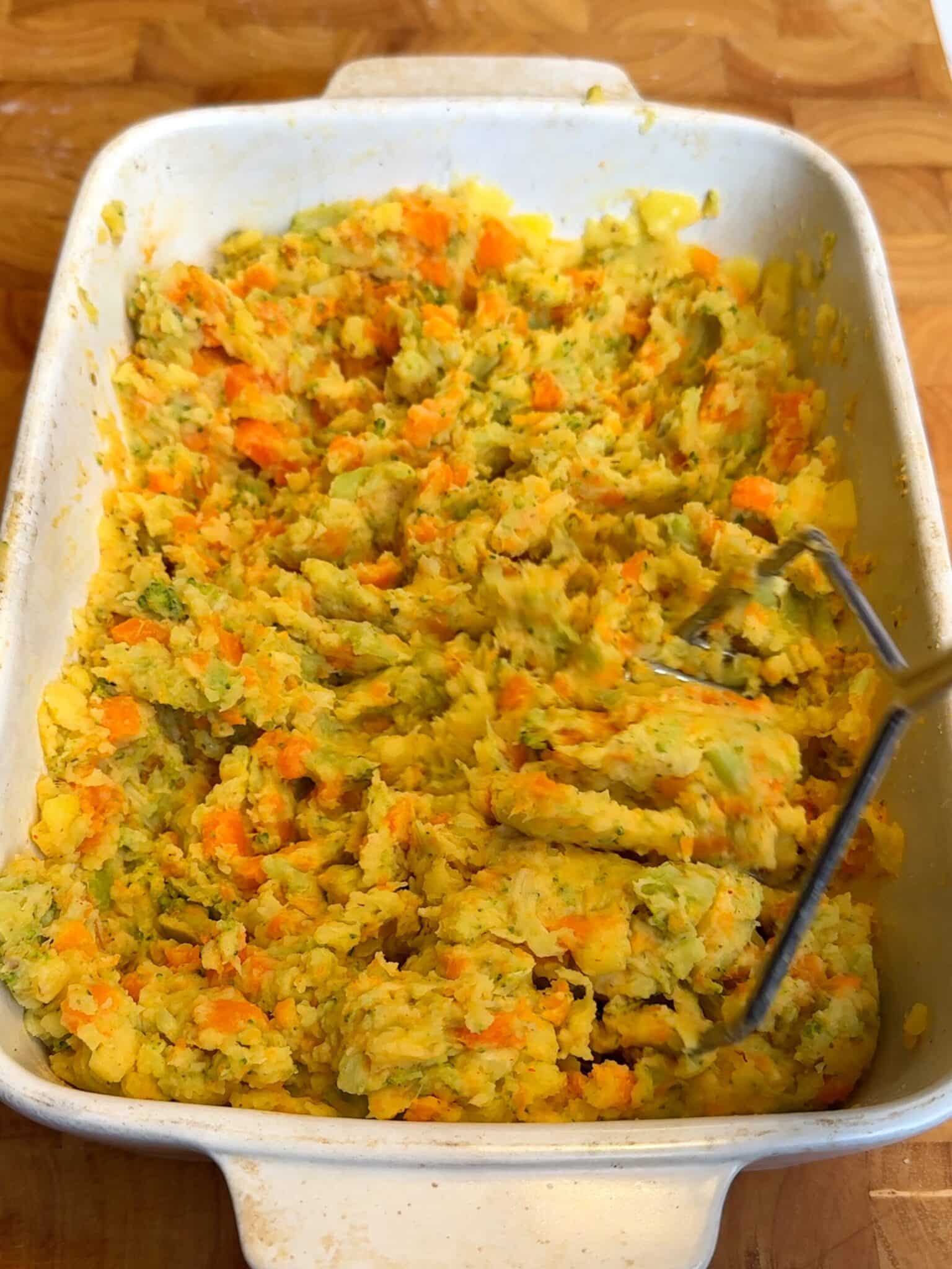mashed vegetable mixture for vegan veggie balls