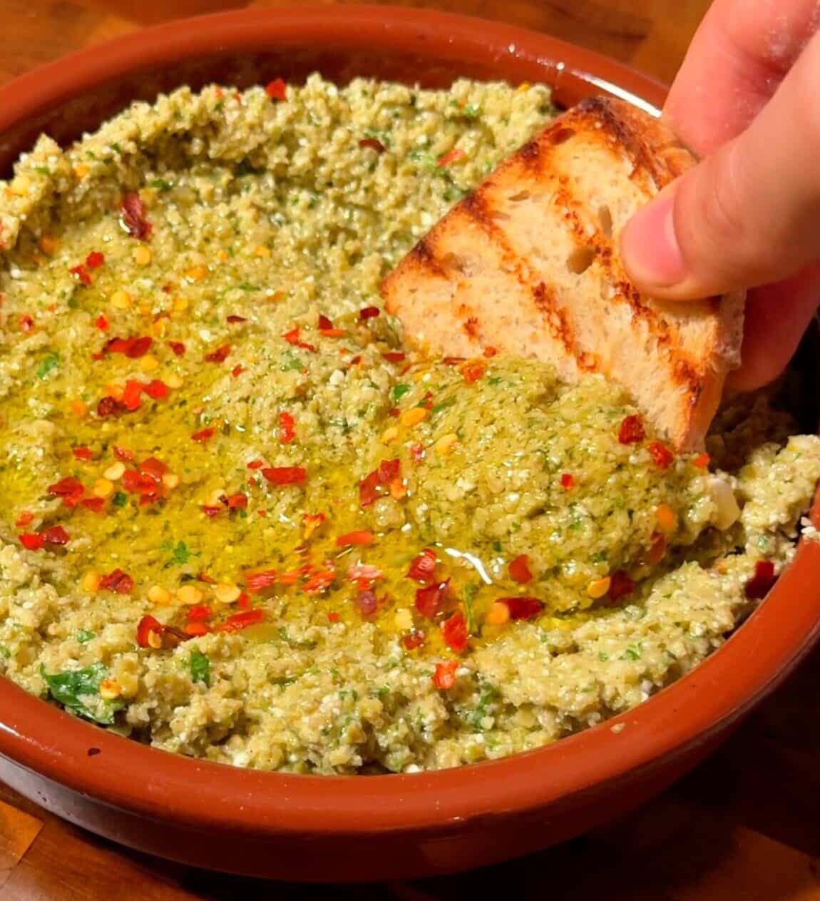 Creamy Olive & Vegan Feta Dip