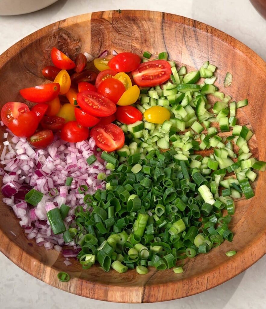 prep the Veggies add the vegetables to a large bowl.