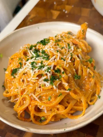Creamy Roasted Eggplant and Tomato Pasta