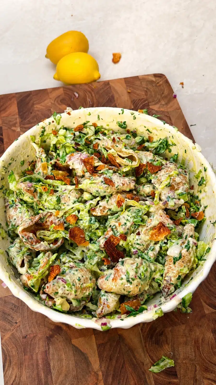 Crispy pasta tossed through the dressed salad
