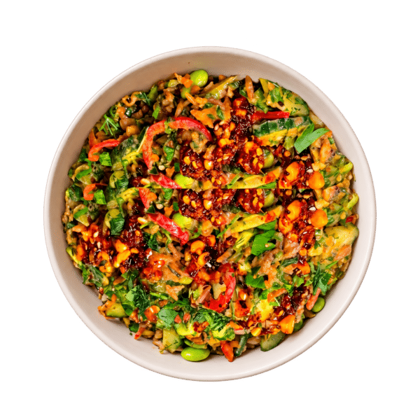 Crispy rice and vegetable salad