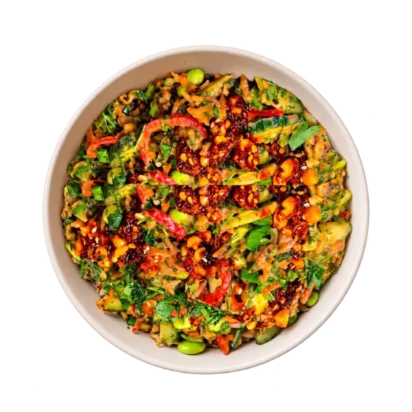 Crispy rice and vegetable salad